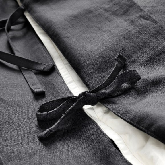 IKEA PUDERVIVA Duvet Cover with Pillowcases Queen Full Dark Gray 100% Linen - Picture 3 of 6